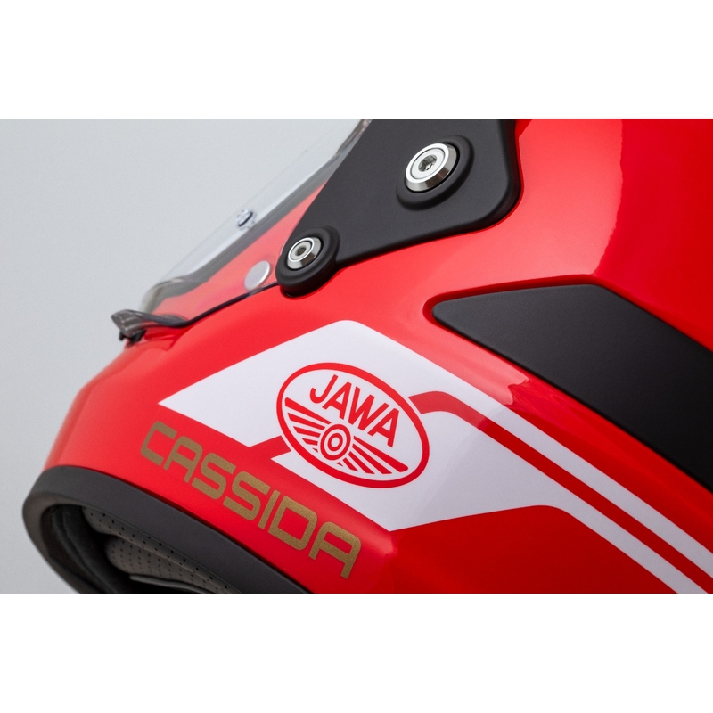 Casco enduro Cassida FormX Jawa RotaX rojo-blanco-oro