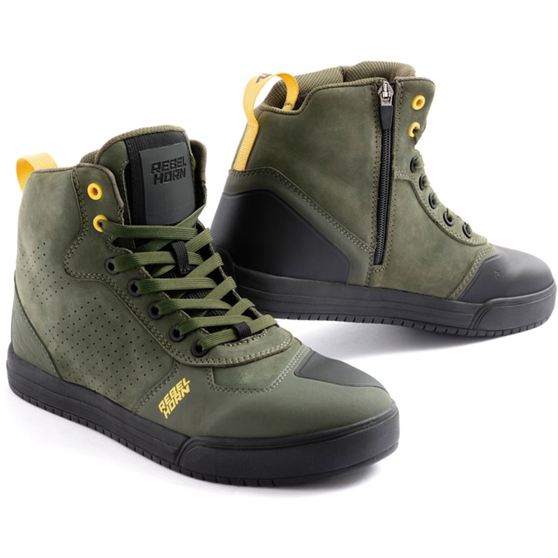 Botas de moto de piel Rebelhorn Spike verde