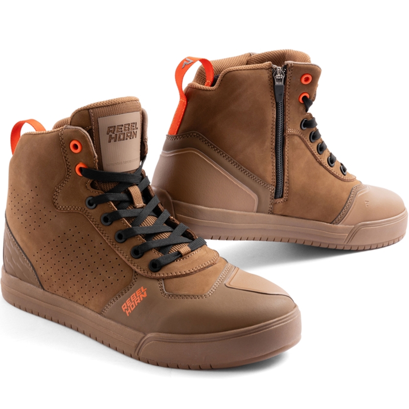 Botas de moto de piel Rebelhorn Spike marrón