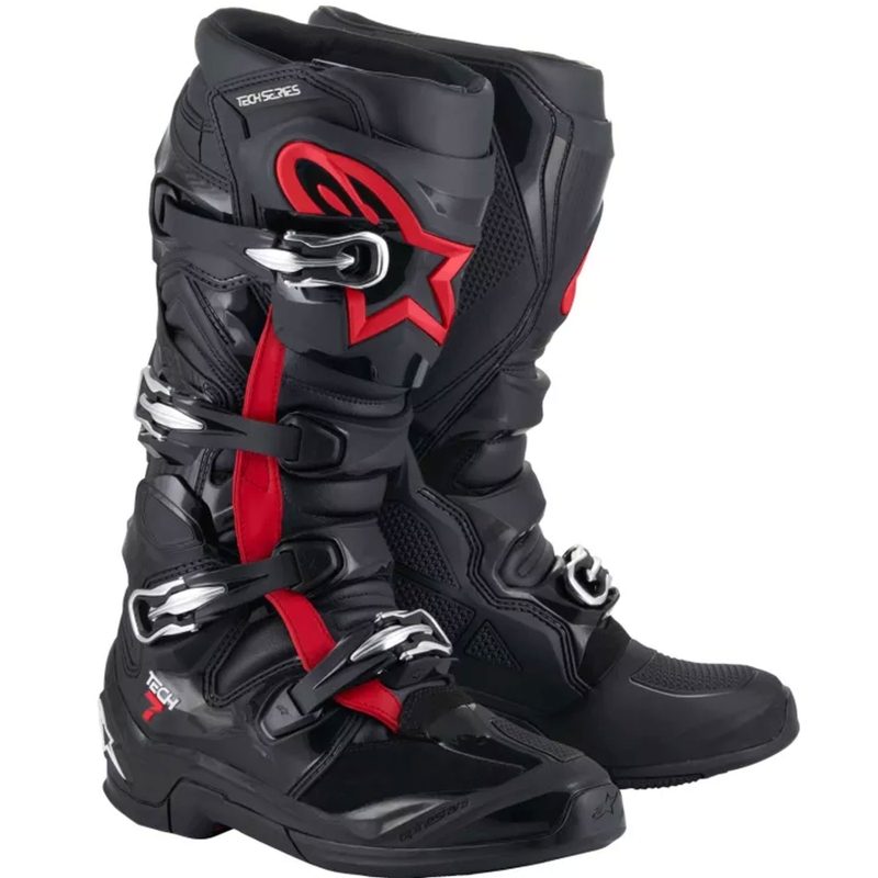 Botas motocross Alpinestars TECH 7 negro-rojo fluo