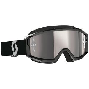 Gafas de motocross SCOTT Primal CH negro-blanco con plexiglás plateado cromado