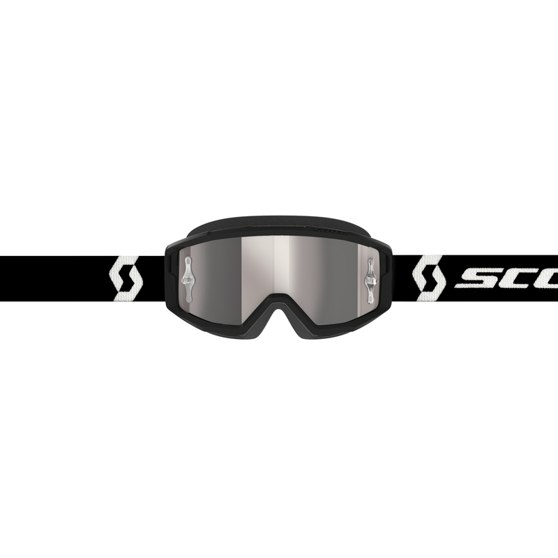 Gafas de motocross SCOTT Primal CH negro-blanco con plexiglás plateado cromado