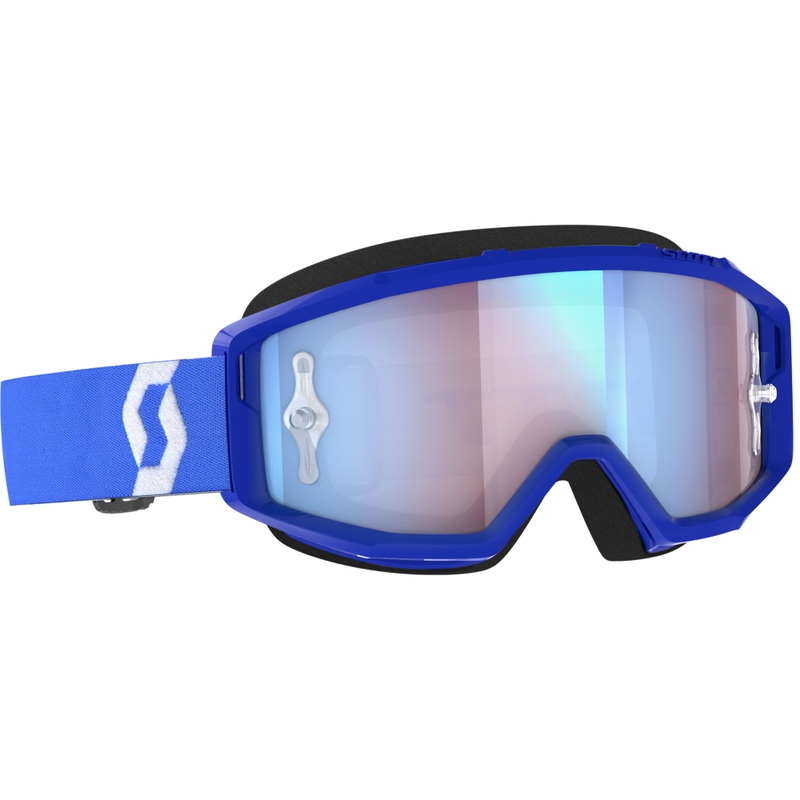 Gafas de motocross SCOTT Primal CH azul-blanco con plexiglás cromado azul