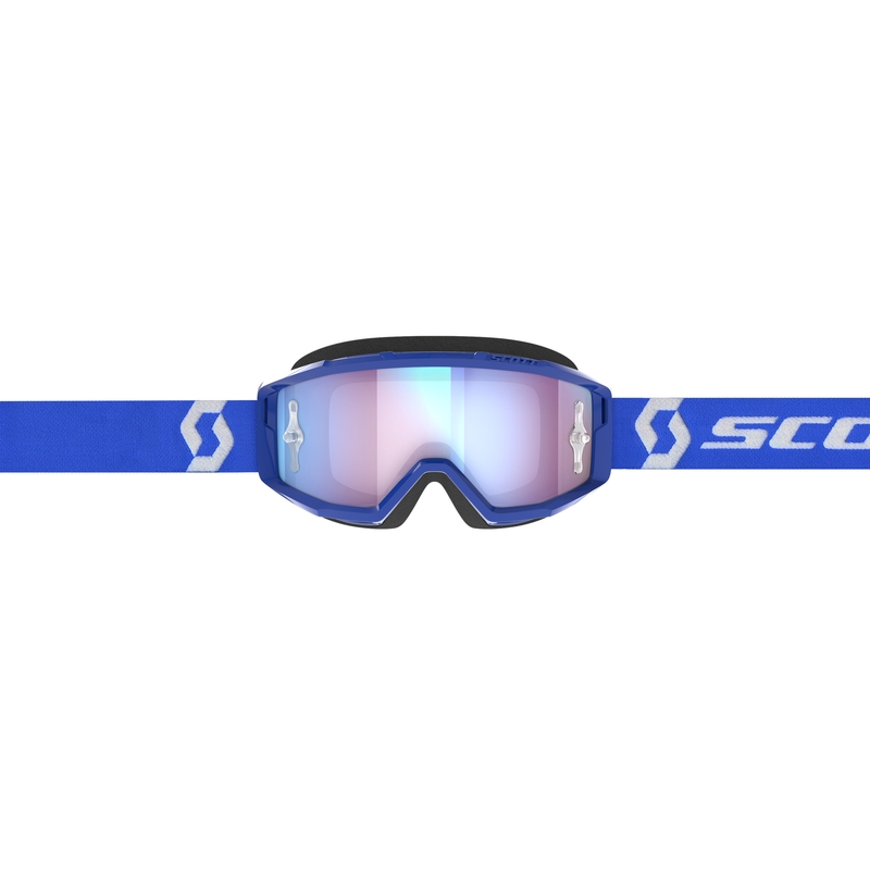 Gafas de motocross SCOTT Primal CH azul-blanco con plexiglás cromado azul