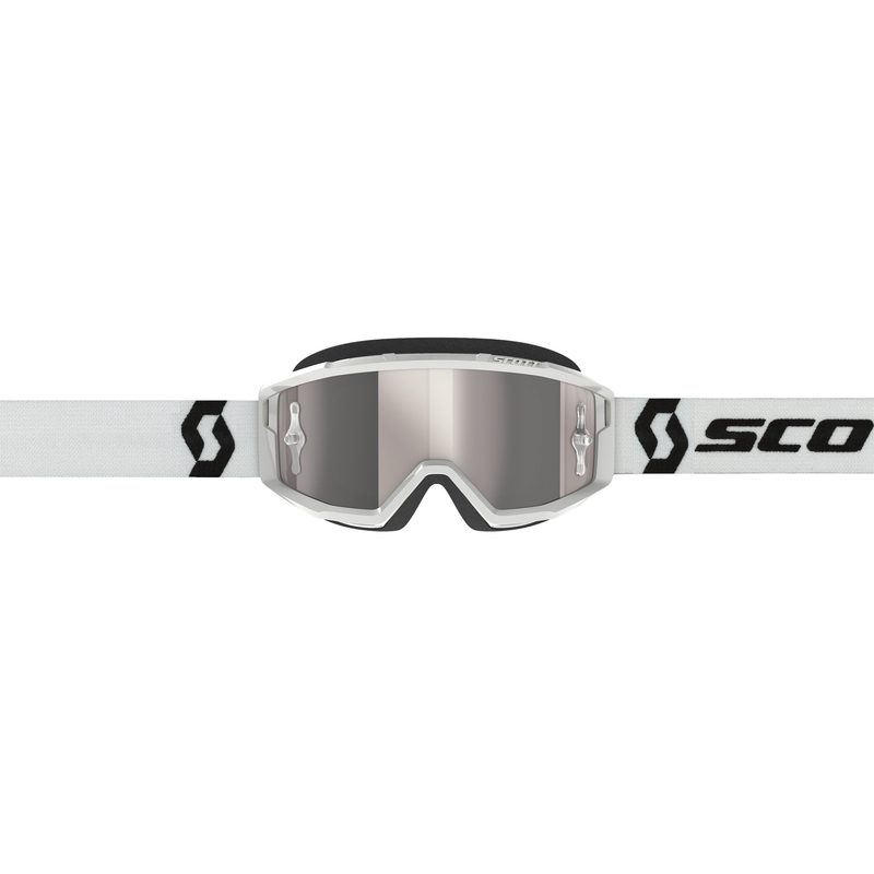Gafas de motocross SCOTT Primal CH blancas con plexiglás cromado plateado
