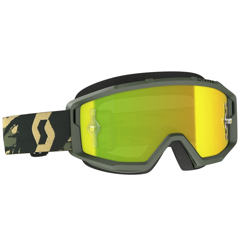 Gafas de motocross SCOTT Primal CH camo caqui con plexiglás amarillo cromo