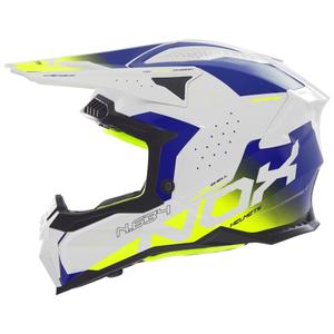 Casco de motocross NOX N634 blanco-azul-amarillo fluo