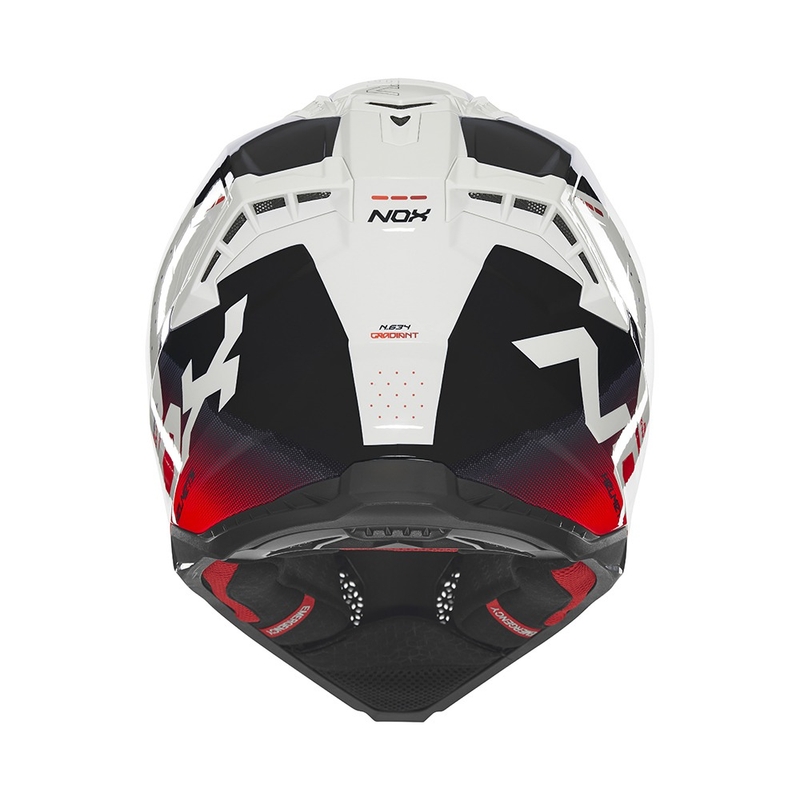 Casco de motocross NOX N634 blanco-negro-rojo