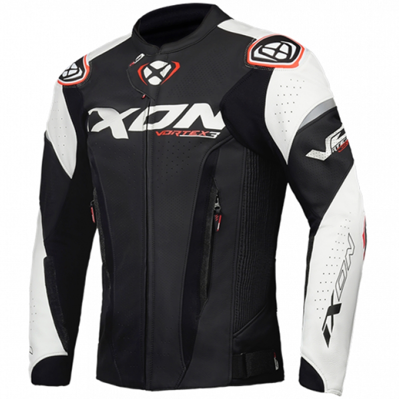 Chaqueta de moto de cuero IXON Vortex 3 negro-blanco