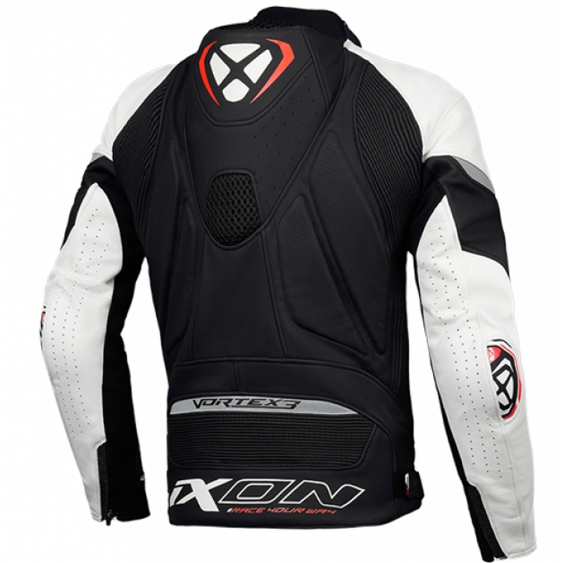 Chaqueta de moto de cuero IXON Vortex 3 negro-blanco