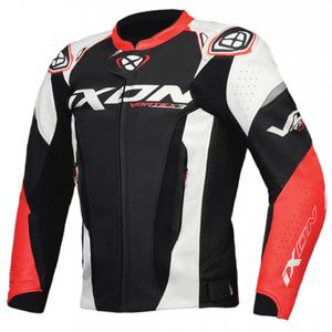 Chaqueta de moto de cuero IXON Vortex 3 negro-blanco-rojo