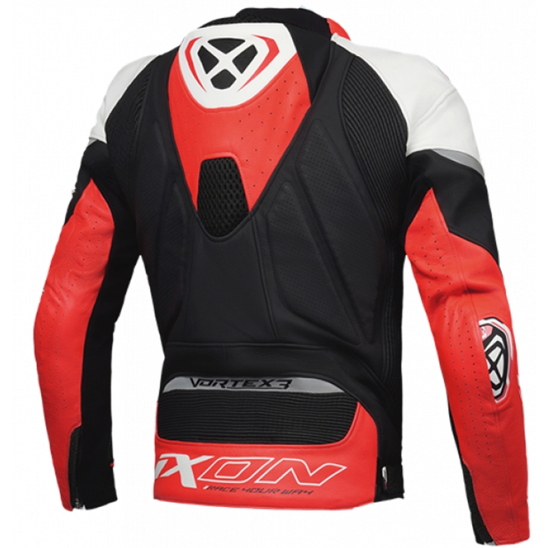 Chaqueta de moto de cuero IXON Vortex 3 negro-blanco-rojo