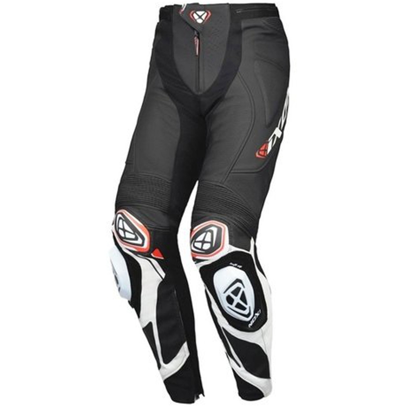 Pantalón moto cuero IXON Vortex 3 negro-blanco