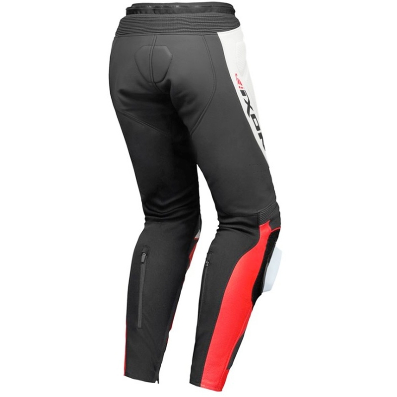 Pantalón moto de cuero IXON Vortex 3 negro-blanco-rojo