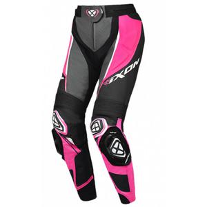 Pantalón moto piel mujer IXON Vortex 3 negro-rosa-blanco