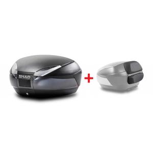 Vrchní kufr na motorku SHAD SH48 Dark grey / black with PREMIUM SMART lock and backrest