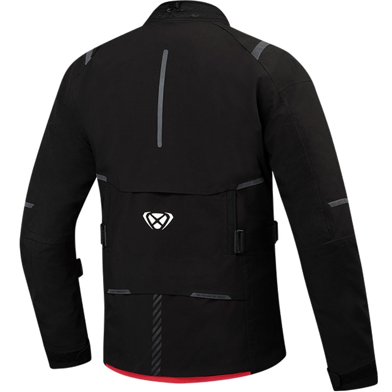 Chaqueta de moto IXON M-Skeid negro-rojo fluo