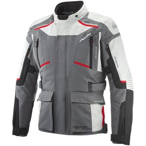 Chaqueta de moto IXON Midgard gris-negro-rojo