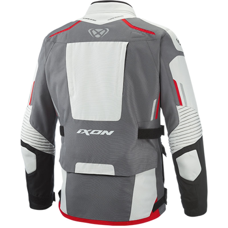 Chaqueta de moto IXON Midgard gris-negro-rojo