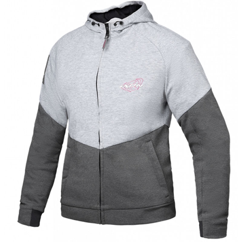 Chaqueta de moto mujer IXON Touchdown gris-plata-rosa