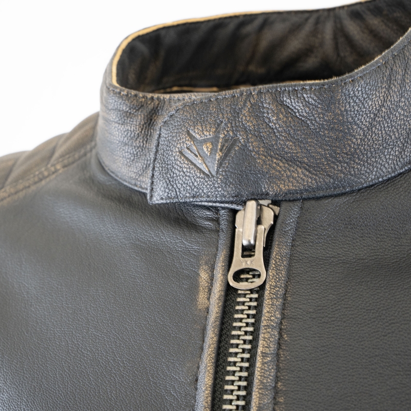Chaqueta de moto de cuero marrón vintage RSA