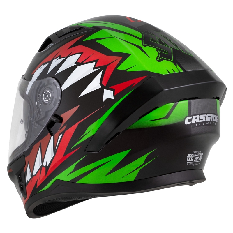 Casco integral Cassida Orbit Strix rojo-verde-gris-blanco-negro