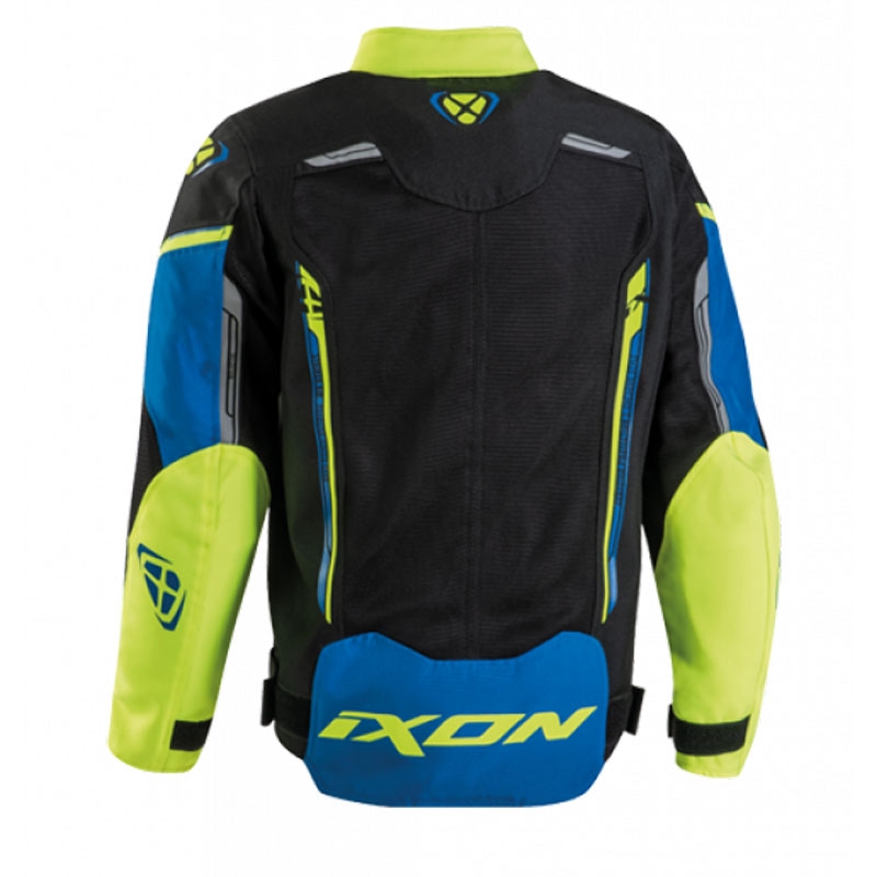 Chaqueta de moto infantil IXON Striker Air negra-azul-amarilla