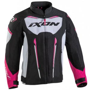 Chaqueta de moto para niños IXON Striker Air negro-blanco-rosa