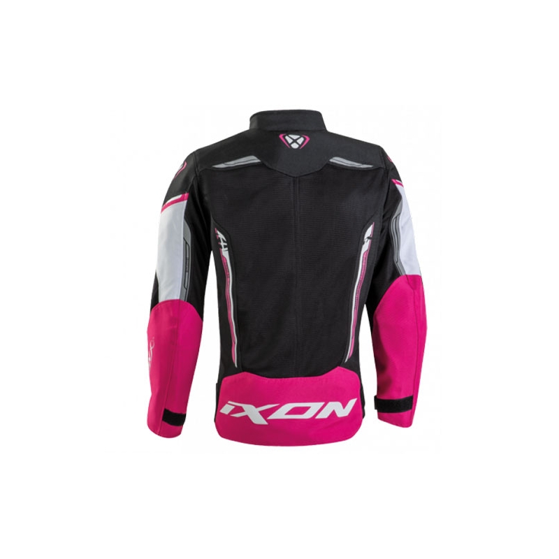 Chaqueta de moto para niños IXON Striker Air negro-blanco-rosa