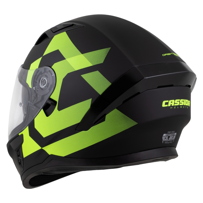 Casco integral Cassida Orbit Grind negro mate-amarillo fluo