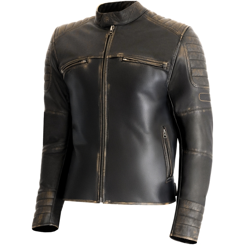 Chaqueta de moto de cuero marrón vintage RSA
