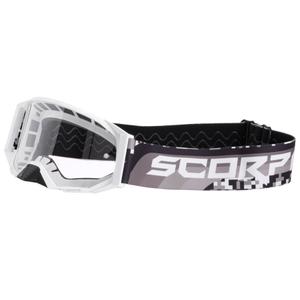 Gafas de motocross Scorpion E24 blanco-negro con plexiglás transparente