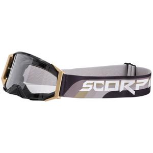 Gafas de motocross Scorpion E24 doradas y negras con plexiglás transparente