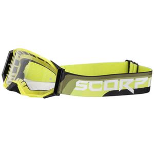 Gafas de motocross Scorpion E24 de color amarillo fluorescente y negro con plexiglás transparente