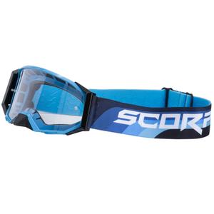 Gafas de motocross Scorpion E24 azul-negro con plexiglás transparente