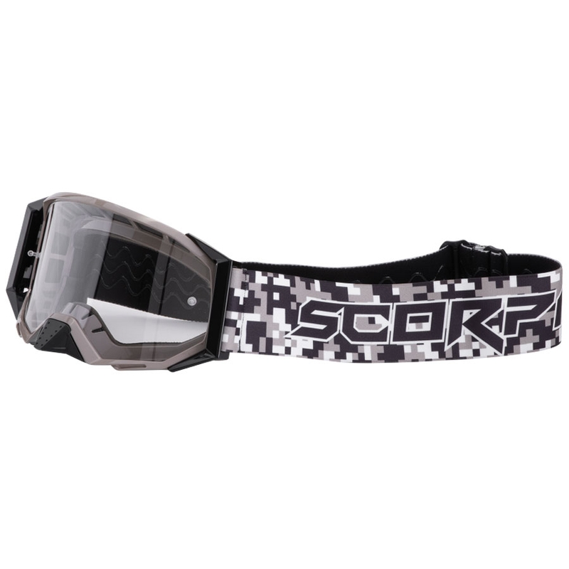 Gafas de motocross Scorpion E24 camufladas con plexiglás transparente