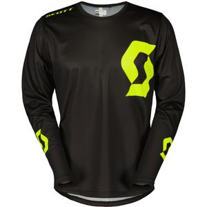 Camiseta de motocross SCOTT Compete negra-amarilla fluo