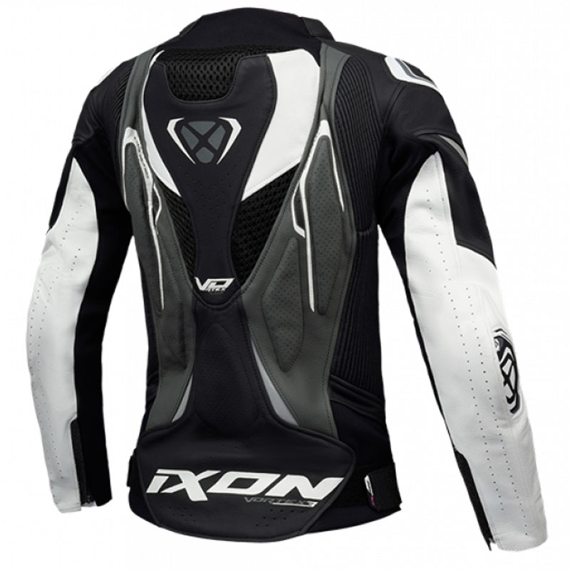 Chaqueta moto de cuero mujer IXON Vortex 3 negro-antracita-blanco