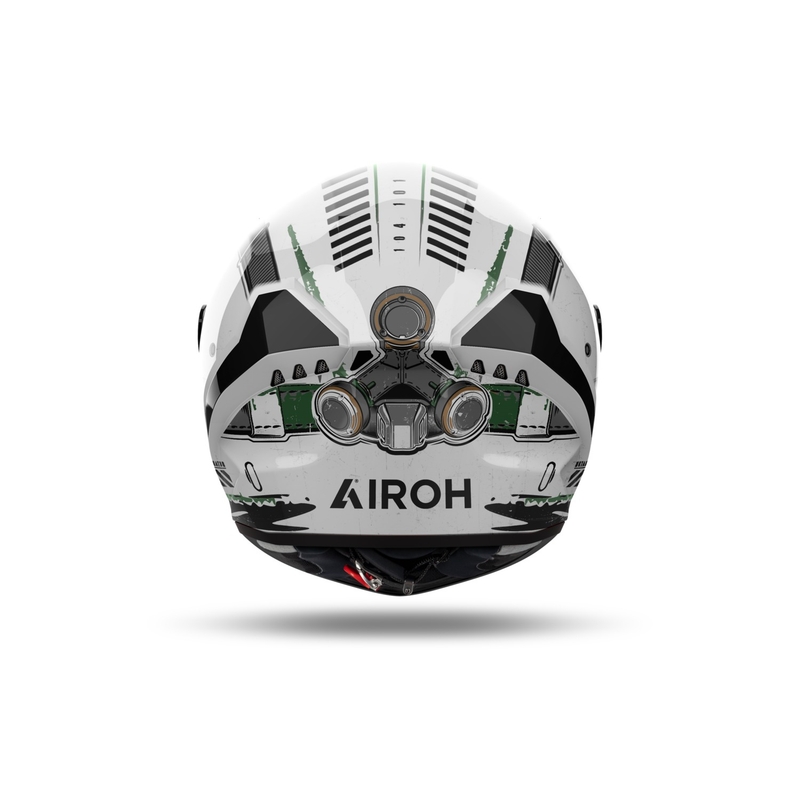 Casco integral para moto Airoh CONNOR Alligator blanco brillante y verde
