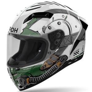 Casco integral para moto Airoh CONNOR Alligator blanco brillante y verde