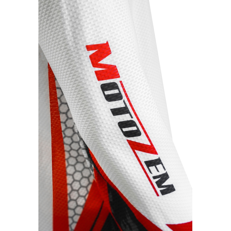 Camiseta de motocross MotoZem Ground MX blanca-negra-roja