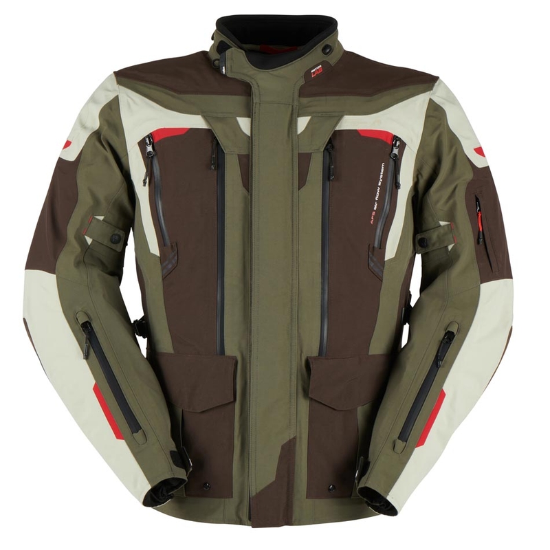Chaqueta de moto Furygan Voyager verde-marrón-beige liquidación