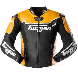 Chaqueta de moto de cuero Furygan Signature 55 negra y amarilla