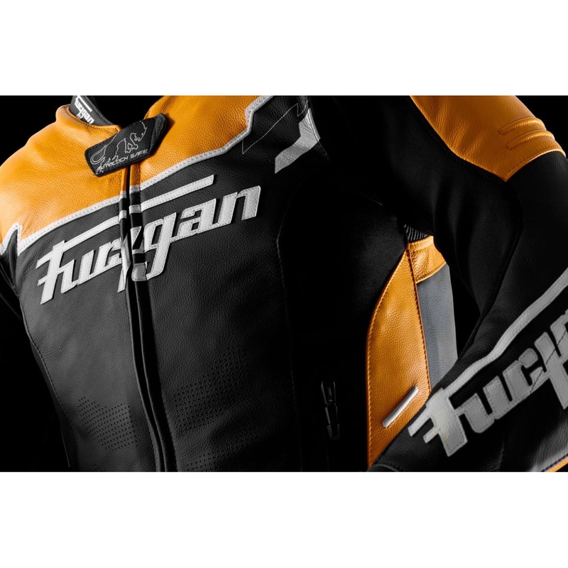 Chaqueta de moto de cuero Furygan Signature 55 negra y amarilla