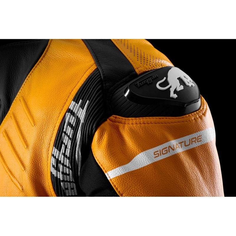 Chaqueta de moto de cuero Furygan Signature 55 negra y amarilla