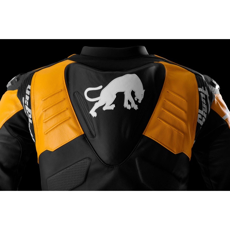 Chaqueta de moto de cuero Furygan Signature 55 negra y amarilla
