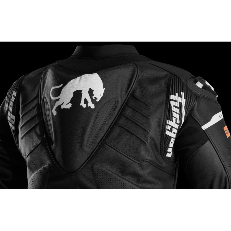Chaqueta de cuero para moto Furygan Sirius negra y blanca