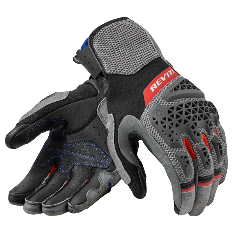 Guantes de moto Revit Sand 5 gris-rojo