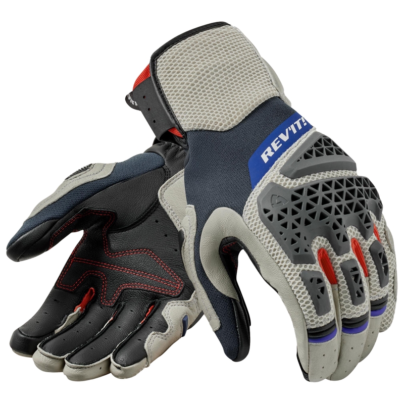 Guantes de moto Revit Sand 5 color plata y rojo