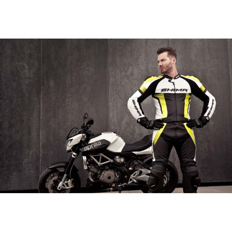 Mono de moto Shima STR negro-blanco-amarillo fluorescente liquidación